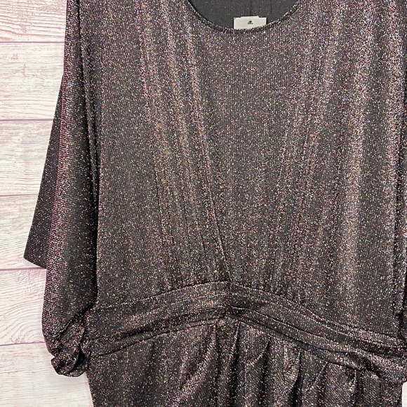Eloquii Dress Dolman Sleeves Tulip Hem Lurex Metallic Sparkly Black New Size 24 - Picture 15 of 15